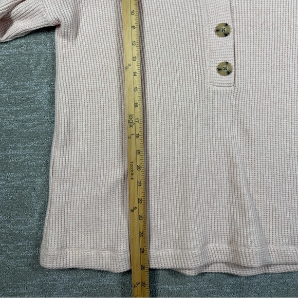 J. Jill Soft Cozy Waffle Knit Button Down Casual Henley Pull Over V-Neck Top L - Picture 4 of 7